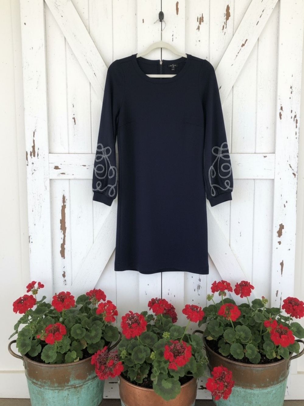 Ann Taylor navy bell sleeve dress